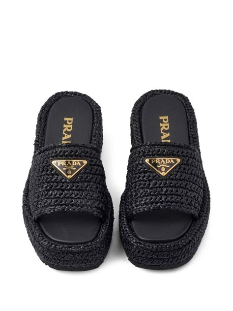 prada woven sandals|Prada denim sandals.